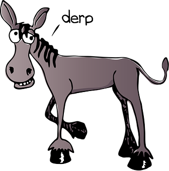 Cartoon Donkey Derp Expression PNG with transparent background