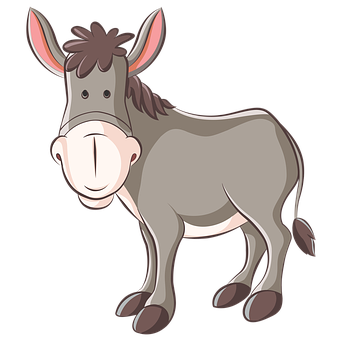 Cartoon Donkey Illustration PNG with transparent background