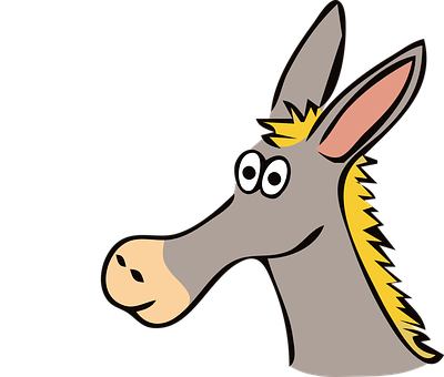 Cartoon Donkey Portrait PNG with transparent background