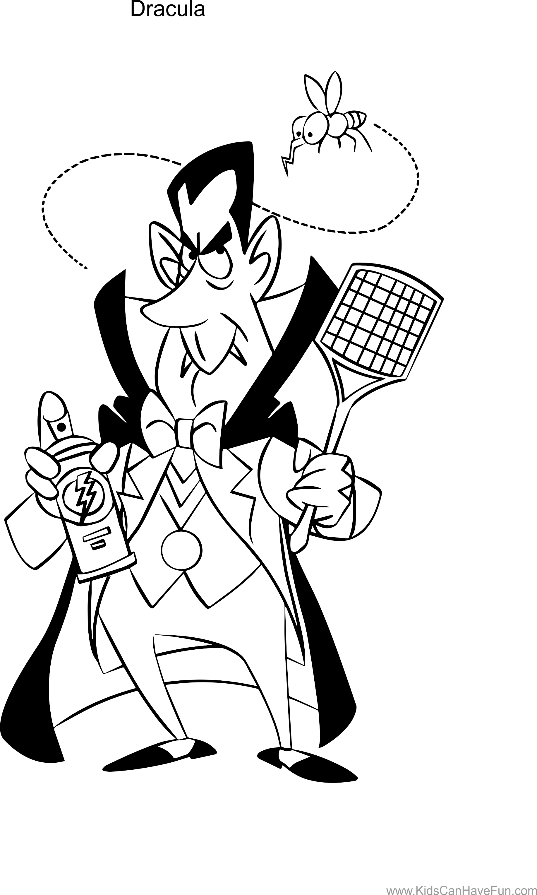 Cartoon Dracula With Mosquito Repellent