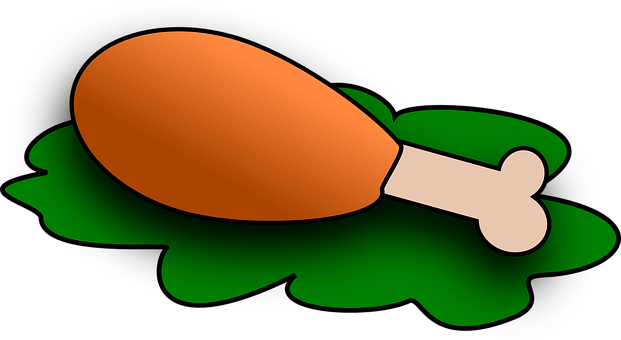 Cartoon Drumstickon Green Background