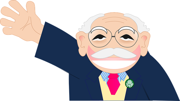 Cartoon Elderly Man Waving