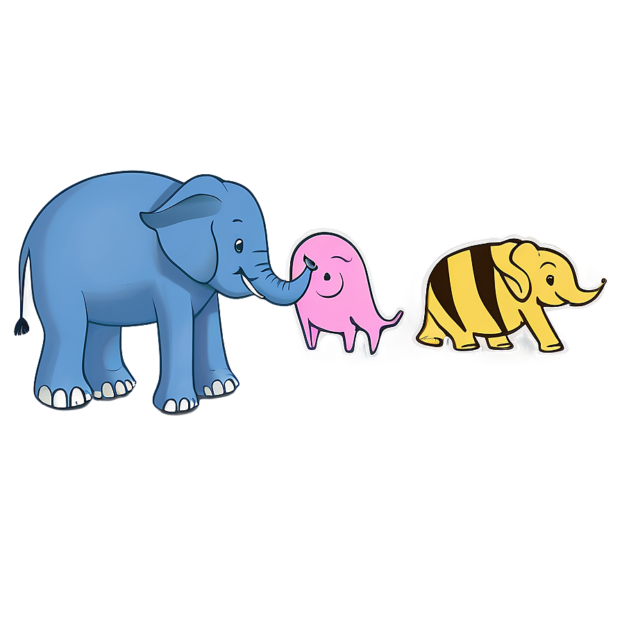 Cartoon Elephant And Friends Png Sdb