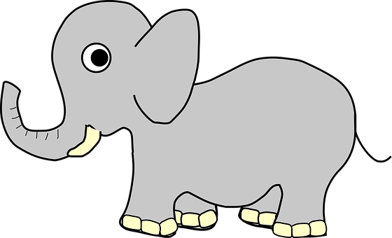 Cartoon Elephant Illustration PNG with transparent background