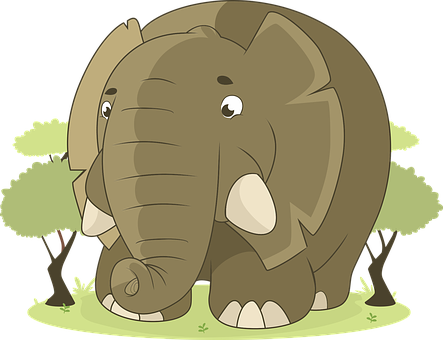 Cartoon_ Elephant_in_ Forest_ Vector