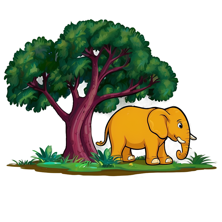 Cartoon Elephant In Nature Png Qkf63