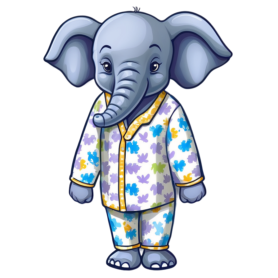 Cartoon Elephant In Pajamas Png Krc96