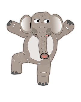 Cartoon Elephant Shrugging PNG with transparent background