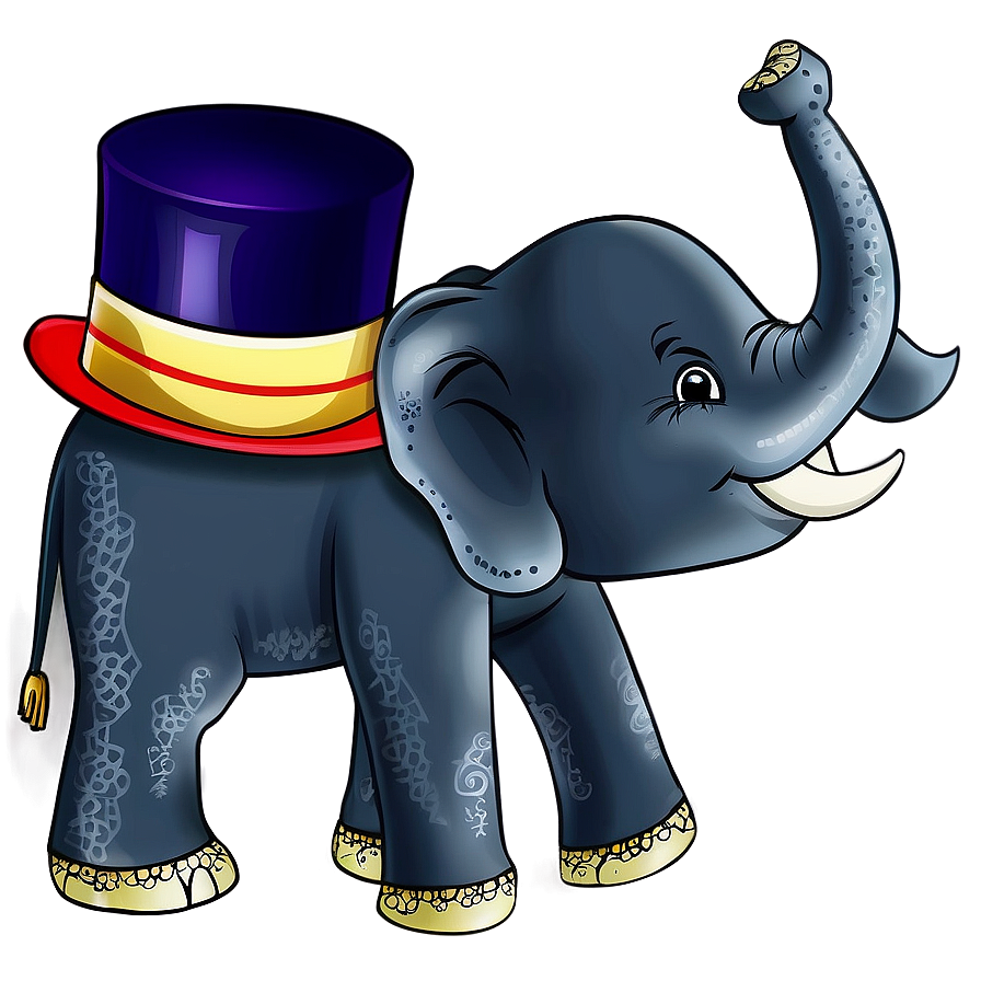 Cartoon Elephant With Hat Png 06272024