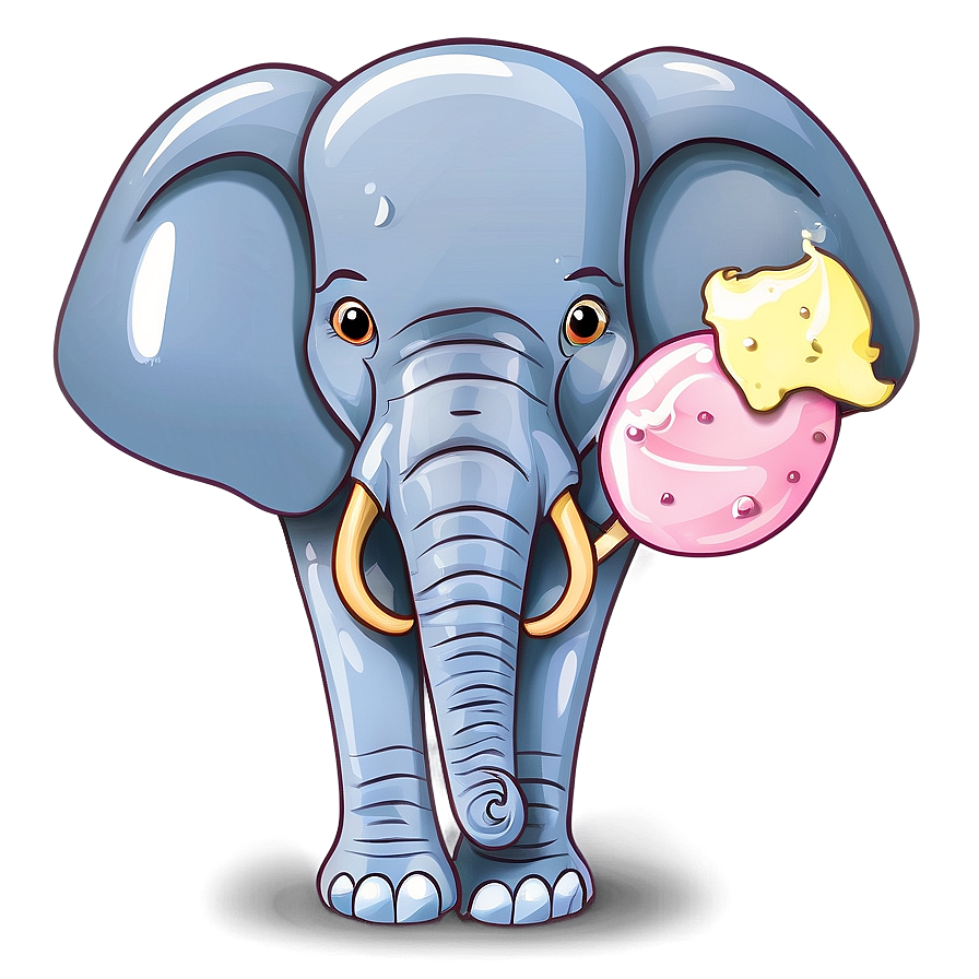 Cartoon Elephant With Ice Cream Png 06272024