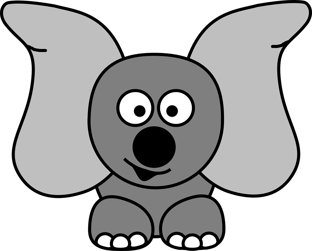 Jug Ears, Elephant, Dumbo, Ears, Grey, Cartoon, Cute - Elephant Finger Puppets Cartoon, HD Png Download PNG with transparent background