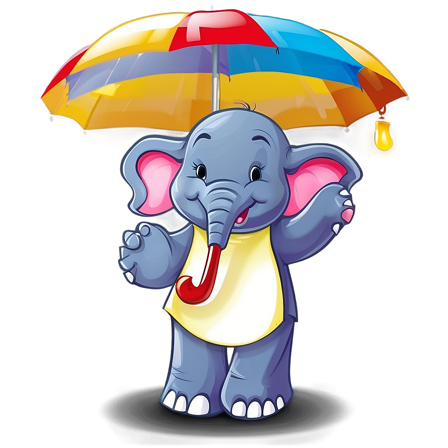 Cartoon Elephant With Umbrella Png 06272024