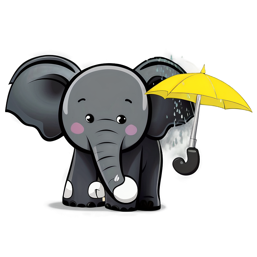 Cartoon Elephant With Umbrella Png 11