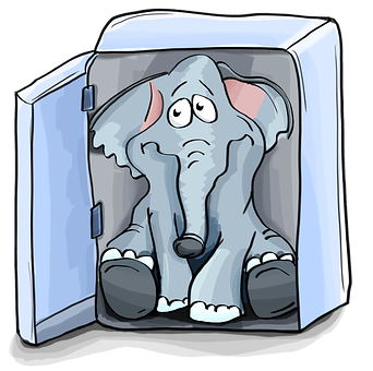 Cartoon Elephantina Fridge PNG with transparent background