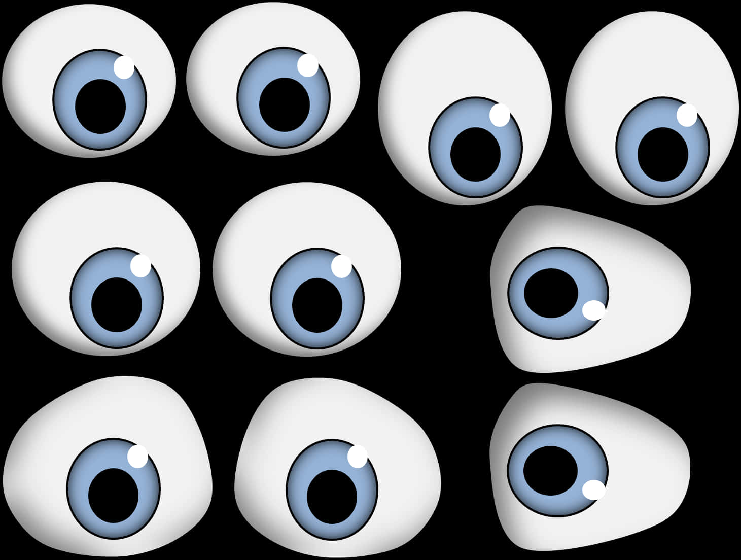 Cartoon Eyeballs Collection PNG with transparent background