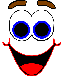 Cartoon Face Expressing Joy PNG with transparent background