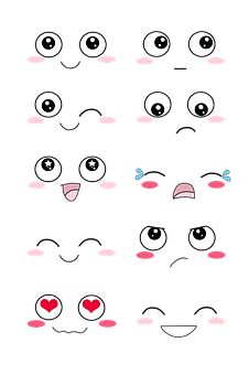 Cartoon Facial Expressions Collection.jpg PNG with transparent background