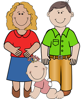 Cartoon Family Portrait PNG with transparent background