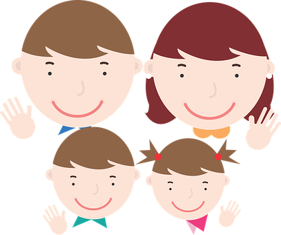 Cartoon Family Portrait PNG with transparent background