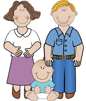 Cartoon Family Portrait PNG with transparent background