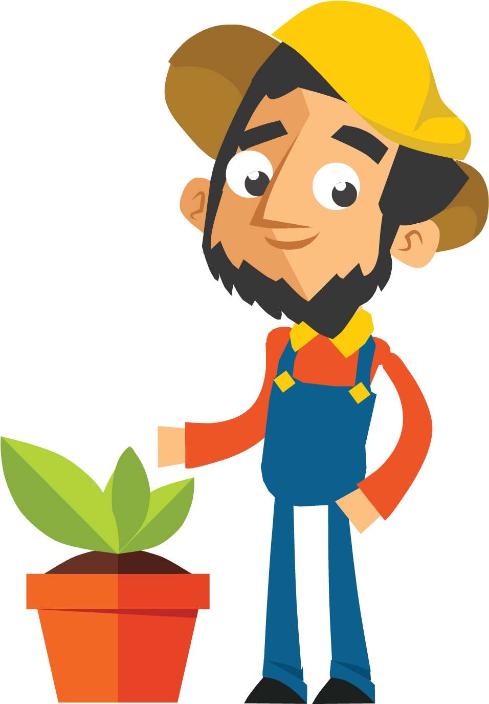 Cartoon Farmerwith Plant