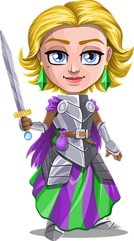 Cartoon Female Knight Vector PNG with transparent background