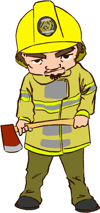 Cartoon Firefighterwith Axe