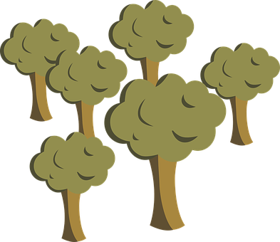 Cartoon Forest Vector Illustration PNG with transparent background