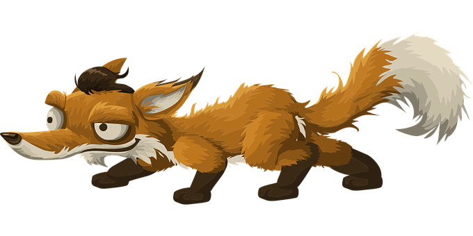 Cartoon Fox Sneaking PNG with transparent background