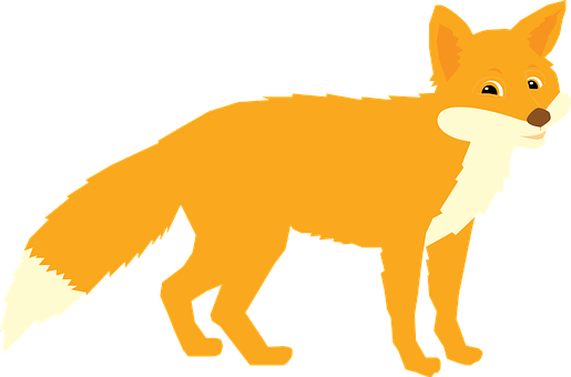 Cartoon Fox Standing Profile PNG with transparent background