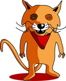 Cartoon Fox Standing Red Scarf