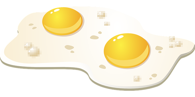 Cartoon Fried Eggs Illustration PNG with transparent background