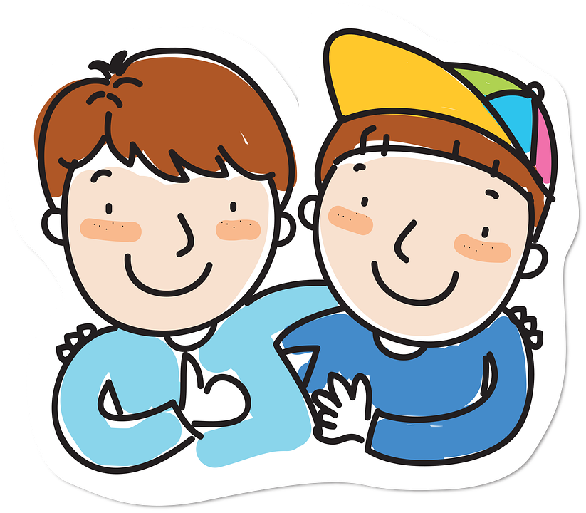 Cartoon Friends Embrace PNG with transparent background