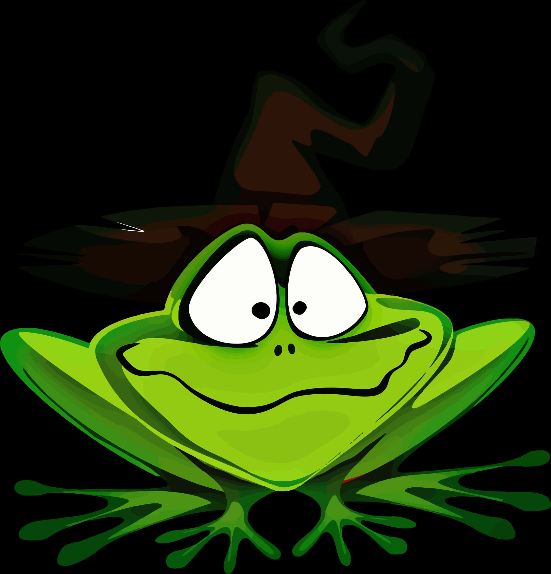 Cartoon Frog Wearing Witch Hat PNG image with a transparent background, free high-resolution download