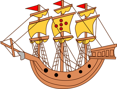 Cartoon Galleon Ship Illustration