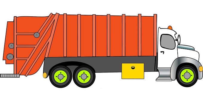Cartoon Garbage Truck Illustration PNG with transparent background