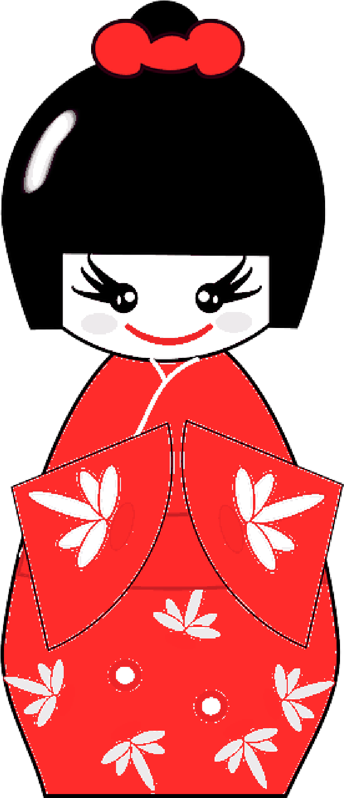 Cartoon Geishain Red Kimono