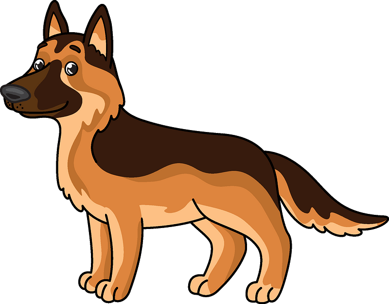 Cartoon German Shepherd Standing