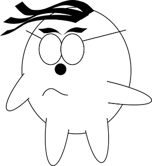 Cartoon Ghost Expression Blackand White PNG with transparent background