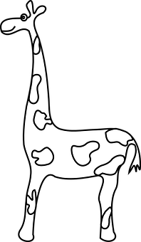 Cartoon Giraffe Blackand White