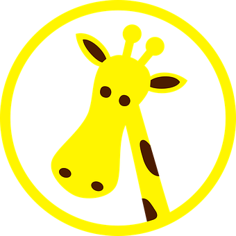 Cartoon Giraffe Icon Yellow Background PNG with transparent background