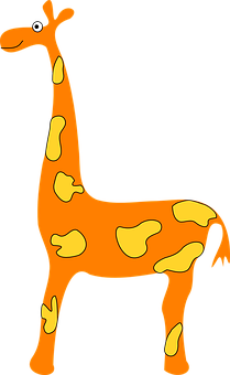 Cartoon Giraffe Orange Background PNG with transparent background