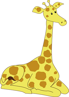 Cartoon Giraffe Resting PNG with transparent background