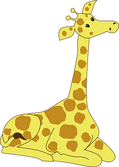 Cartoon Giraffe Sitting Down.png PNG with transparent background