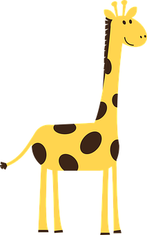 Cartoon Giraffe Standing Black Background PNG with transparent background