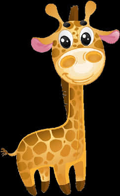 Cartoon Giraffe Standing Black Background