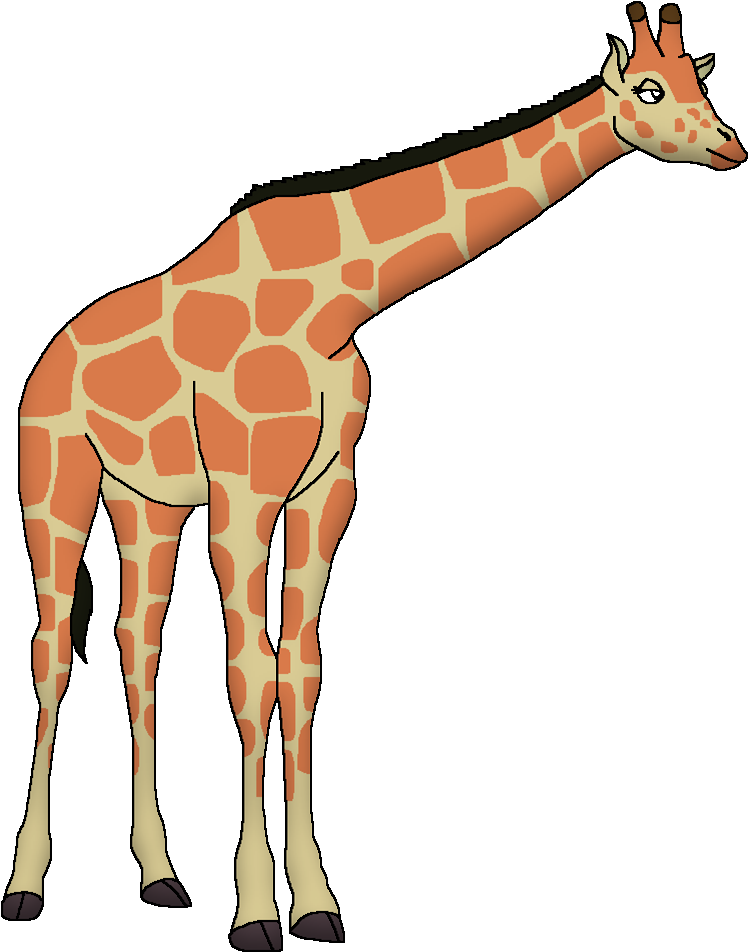 Cartoon Giraffe Standing Side View