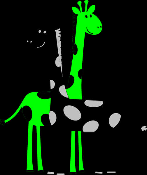 Cartoon Giraffeon Black Background