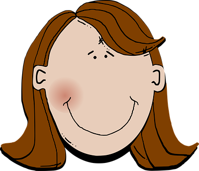 Cartoon Girl Brown Hair Smiling