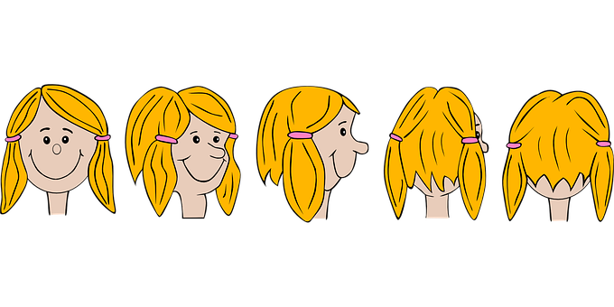 Cartoon Girl Hair Stages